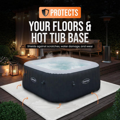 EVA Foam Hot Tub Mat | White Non-Slip Interlocking Pool Mats | 50 x 1.4 cm Waterproof Outdoor Mats for Hot Tub, Spa &amp; Paddling Pool | Pack of 25