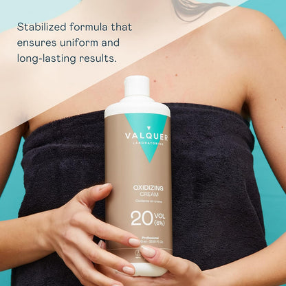 VALQUER Stabilized Hydrogen Peroxide Cream 20 Vol. | 1 L | Professional Cream Developer for Permanent Hair Colour &amp; Bleaching | 6% Stabilized Formula | Vegan
