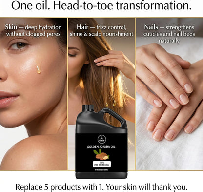 Naturevibe Botanicals Jojoba Oil 946ml | 100% Pure and Natural | Great for Skin Care and Hair Care