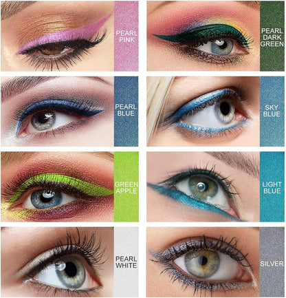 Ownest 14 Colors Eye Shadows Eyeliner Pen Set, Metallic Eyeliner Pencil Glitter Eye Liner for Women Eye Liner Professional Eye Makeup Set Colorful Eye Color