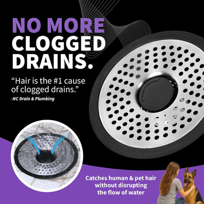 ShowerShroom Ultra Revolutionary Shower Hair Catcher Drain Protector, Stainless Steel
