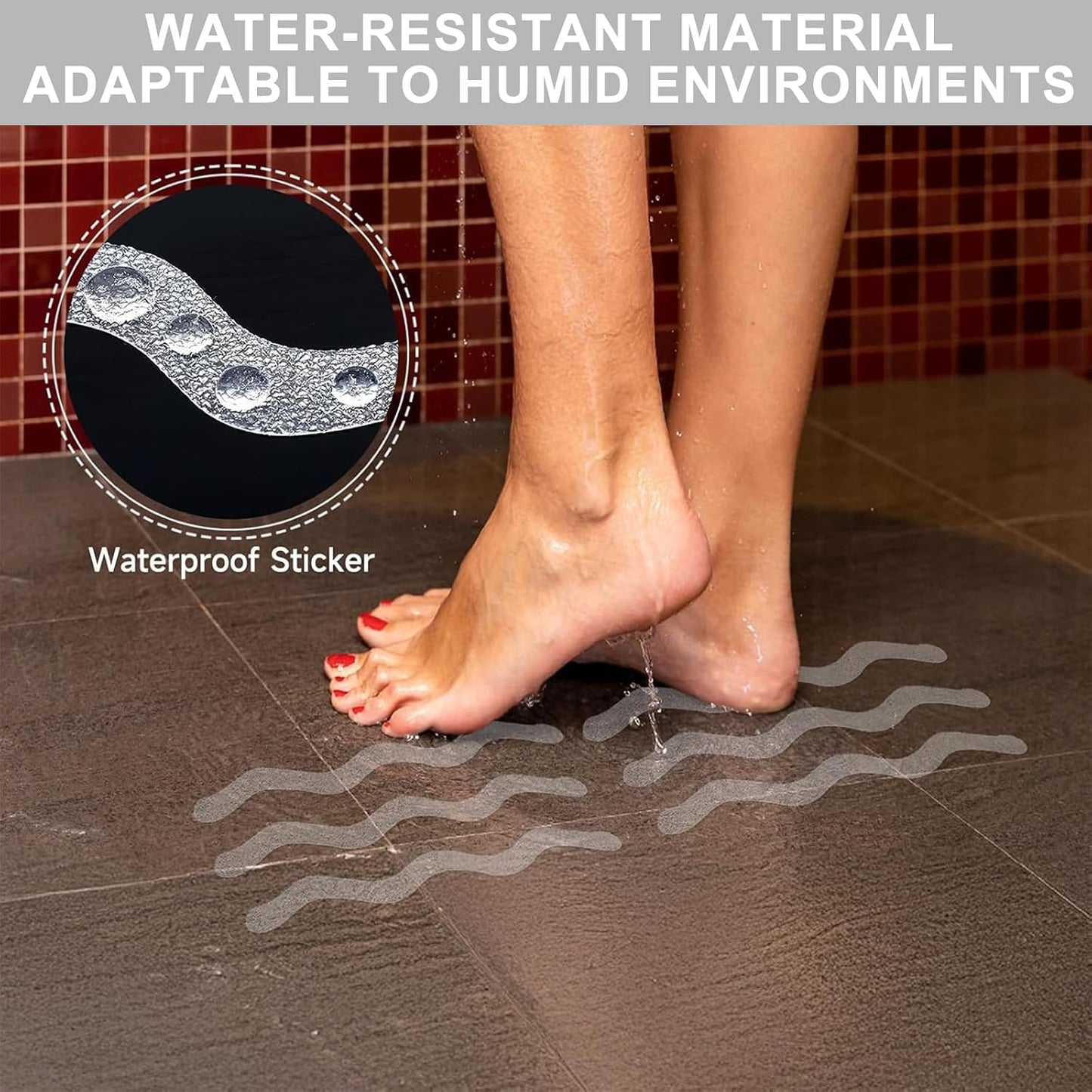 24 Pcs non slip bath stickers - wave shaped anti slip bath stickers - transparent self adhesive non slip shower stickers - suitable for bathtubs, stairs, shower rooms, and other slippery surfaces