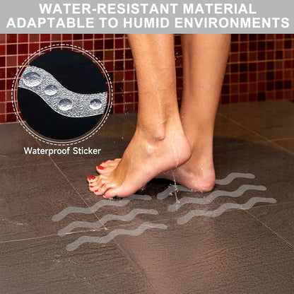 24 Pcs non slip bath stickers - wave shaped anti slip bath stickers - transparent self adhesive non slip shower stickers - suitable for bathtubs, stairs, shower rooms, and other slippery surfaces