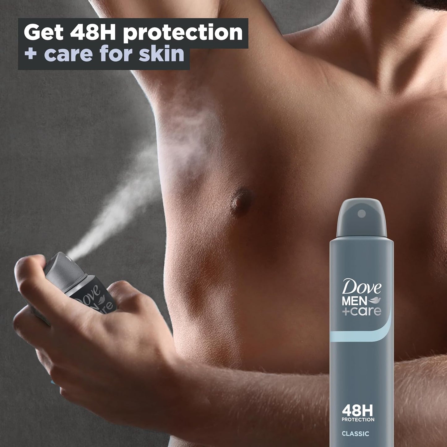 Dove Men+Care Classic Anti-Perspirant Aerosol Deodorant Spray with ¼ moisturising cream for 48 hour protection against sweat and odour 6x 200 ml