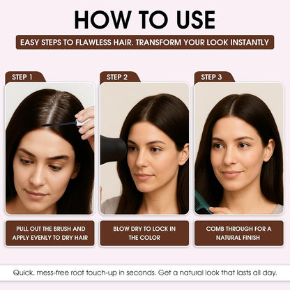 Grey Hair Root Cover Up Mascara | Instant Dark Brown Touch up Wand for Men &amp; Women, Quick Concealer Brush to Hide Grey Roots, Easy Temporary Hair Colour Solution (Dark Brown)