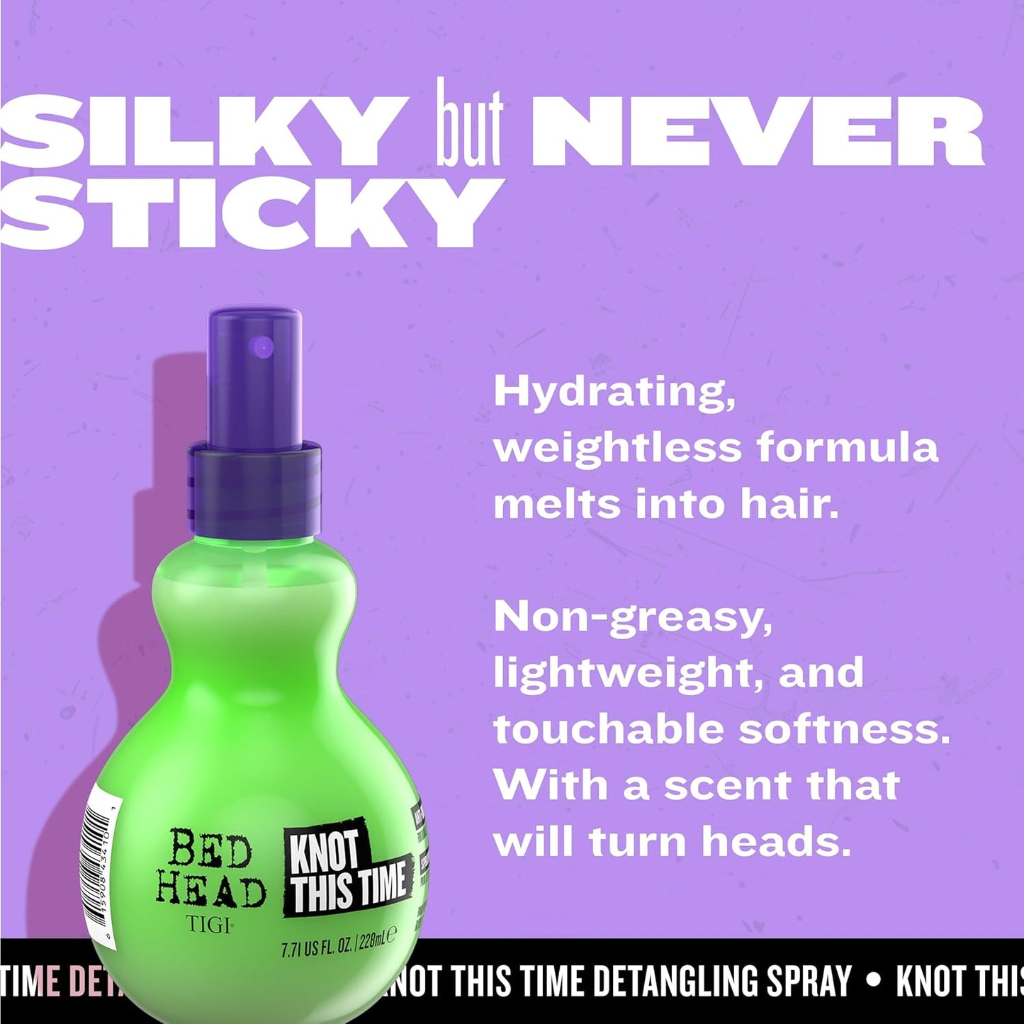 Bed Head by TIGI Knot This Time, Anti-Breakage Hair Detangler Spray, Lightweight Detangling Spray for Wet or Dry Hair, Reduces Breakage, Non-Greasy Finish