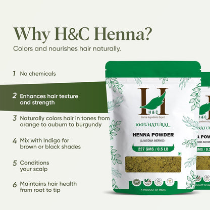 H&amp;C Neutral Henna Powder/Colorless Henna/Cassia Powder (Cassia Obovata) - 227G (1/2 Lb) | For Conditioning Your Hair Without Coloring. | Neutral henna powder derived from Cassia Obovata.