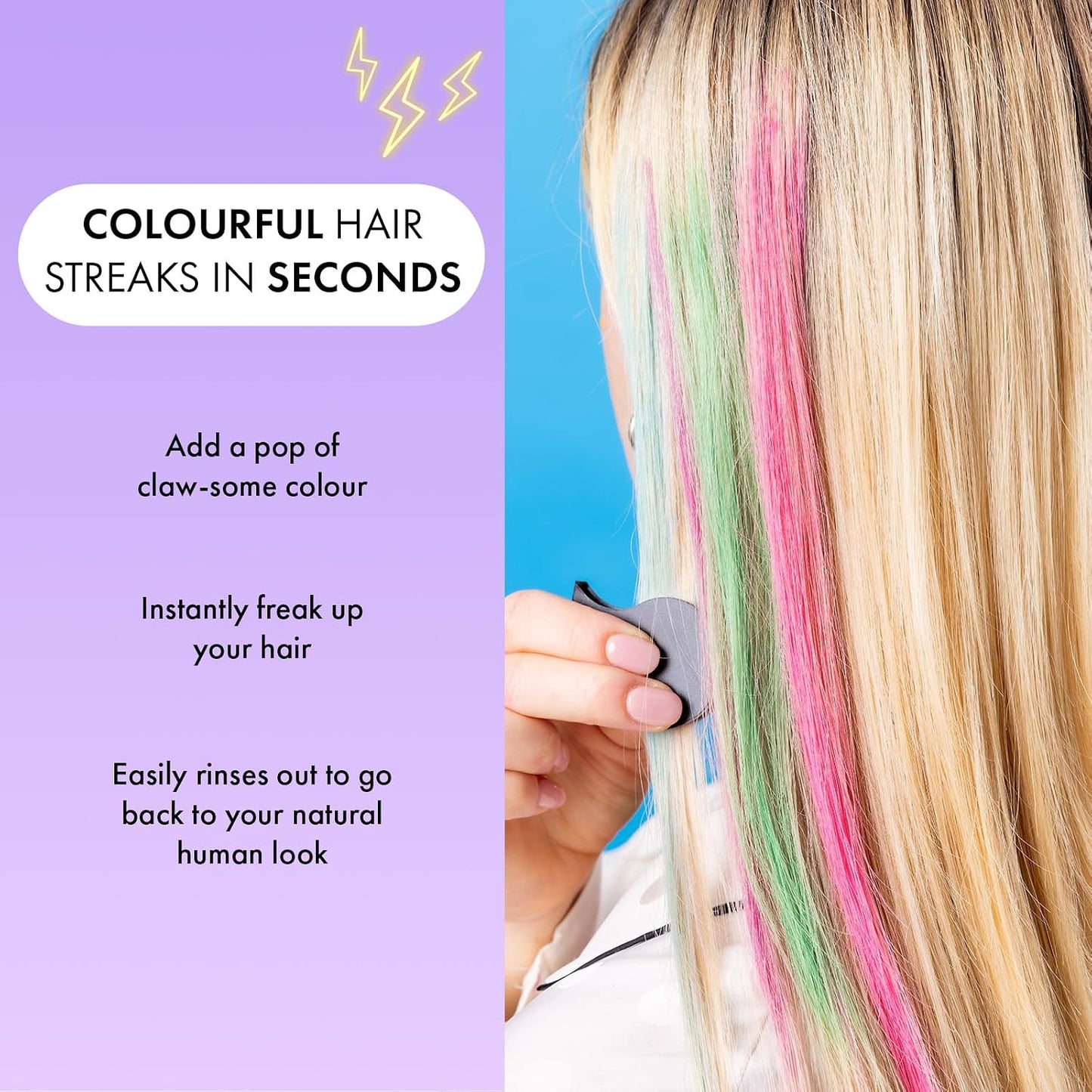 7th Heaven x Monster High Hair Chalk (Set of 4 Kids Chalk) Pink, Green, Blue and Purple Temporary Kids Hair Colour, Easy to Apply and Wash Out - Genuine 7th Heaven Haircare