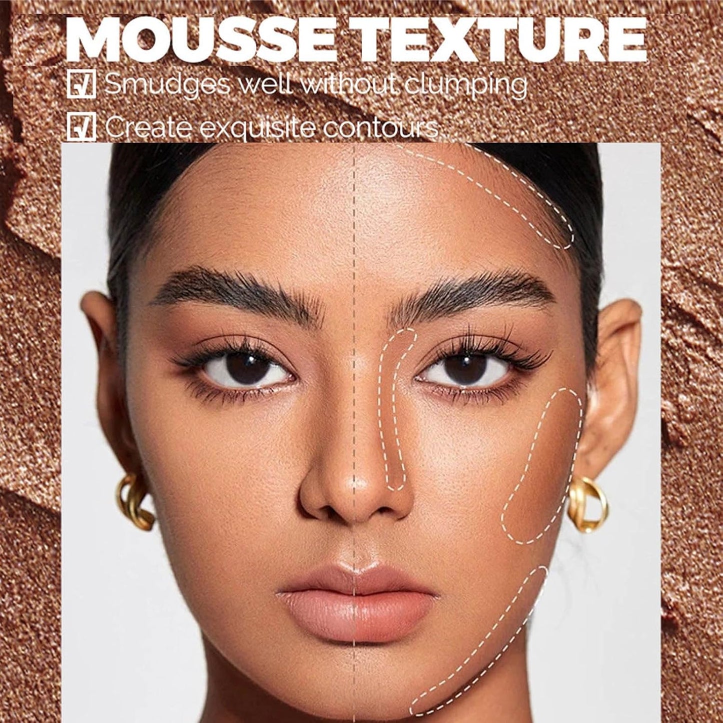 Baked Bronze Contour Cream,Face Contour Palette Powder,Long-Lasting | Mousse Texture | Three Dimensional Grooming | Ultra-Fine Lightweight | Easy to Sculpt the Face（01# 10G）