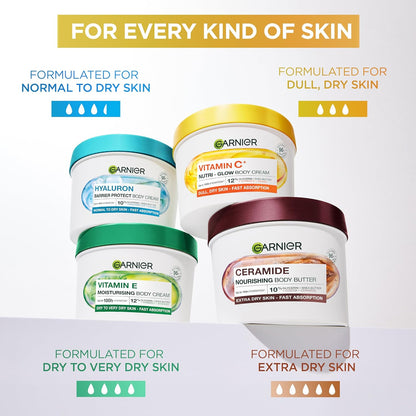 Garnier Vitamin C* Nutri – Glow Body Cream, for Dry &amp; Dull Skin, Fast absorbing, Vegan Formula, Instant Skin Hydration, Approved by Cruelty Free International, 380ml