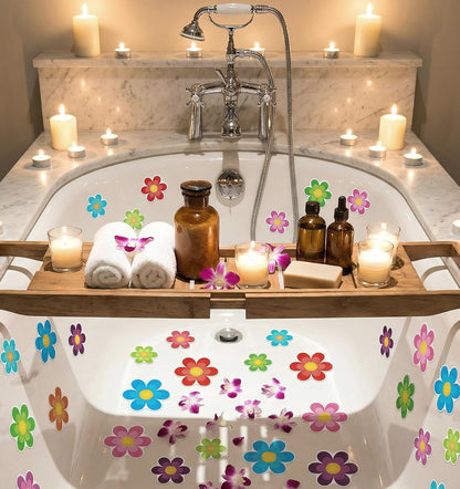 20PCS Non Slip Shower Stickers, Flower Bright Non Slip Bath Stickers for Bathroom and Other Slippery Surfaces (11.5cm and 8cm)