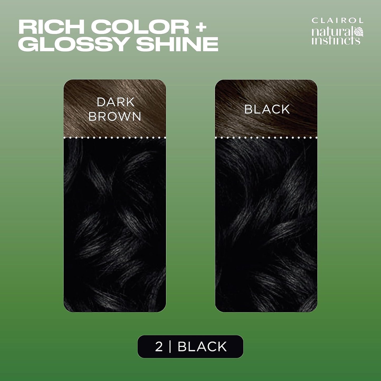Clairol Natural Instincts Semi-Permanent No Ammonia Hair Dye, 2 Black