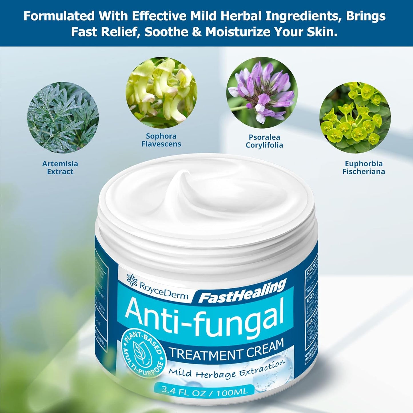 Roycederm Antifungal Treatment Cream for Skin: Anti-Fungal Cream for Jock Itch, Ringworm, Athlete's Foot &amp; Rash Relief - Strong Fungal Care for Men &amp; Women - Gentle Formula for Itchy Skin &amp; Tinea