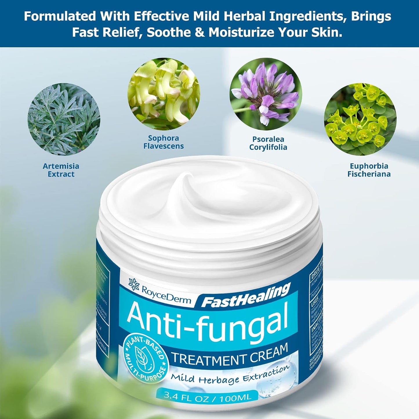 Roycederm Antifungal Treatment Cream for Skin: Anti-Fungal Cream for Jock Itch, Ringworm, Athlete's Foot &amp; Rash Relief - Strong Fungal Care for Men &amp; Women - Gentle Formula for Itchy Skin &amp; Tinea