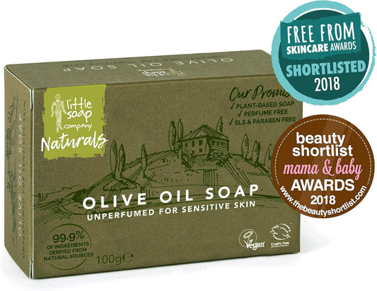 Little Soap Company Olive Oil Soap Bar, 100g | Unperfumed, Natural, Vegan, Cruelty-Free &amp; Eco Friendly | Body, Face &amp; Hand Soap Bar for Sensitive Skin | Nourishing Olive Oil, No SLS &amp; Parabens