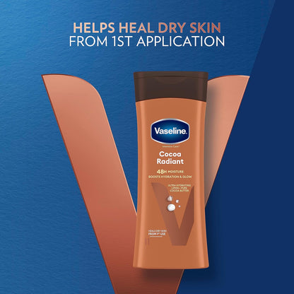 Vaseline Intensive Care Cocoa Radiant Body Lotion with ultra-hydrating lipids and pure cocoa butter for dry skin 200 ml