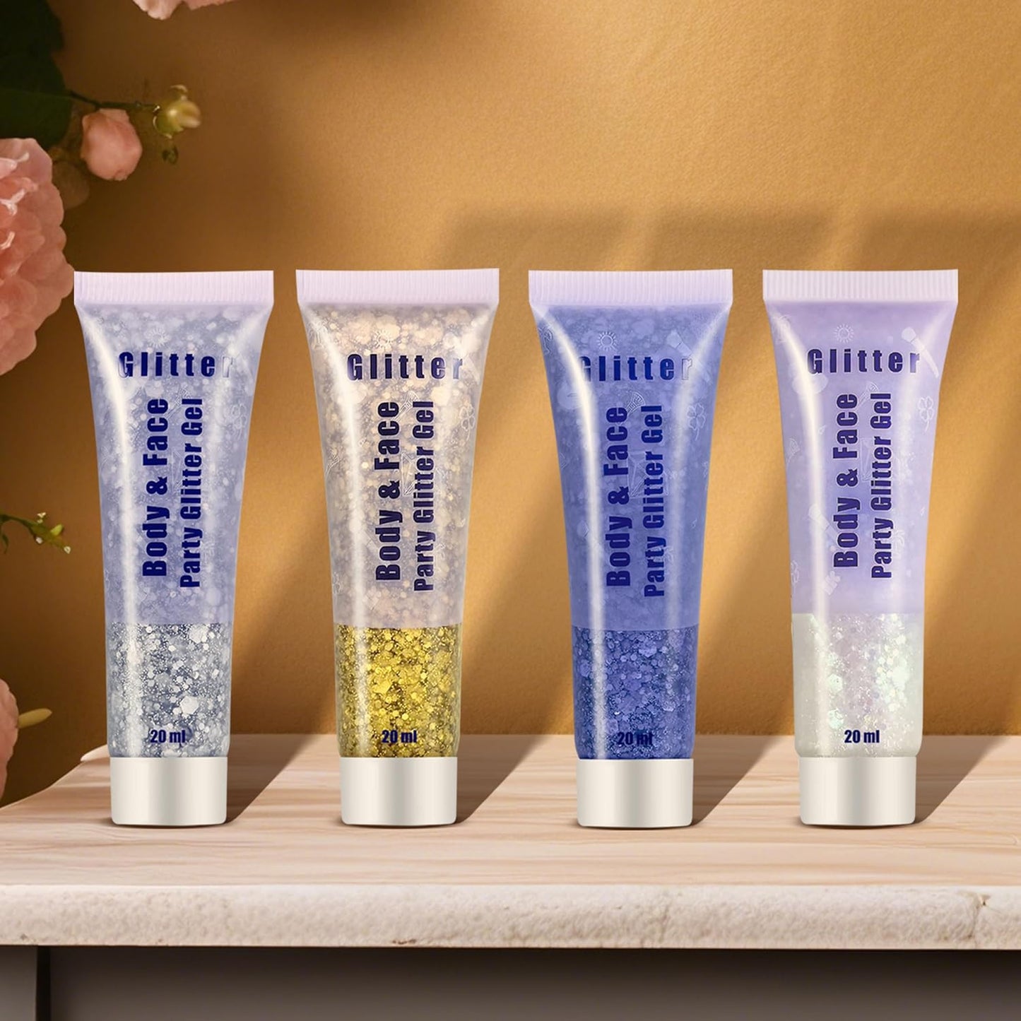 Body Glitter Gel,4pcs Face Glitter Hair Glitter Gel Set Festival Accessories for Body,Hair DIY Art Party Makeup Decoration
