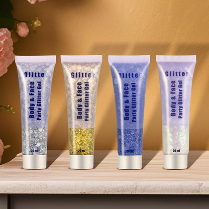 Body Glitter Gel,4pcs Face Glitter Hair Glitter Gel Set Festival Accessories for Body,Hair DIY Art Party Makeup Decoration