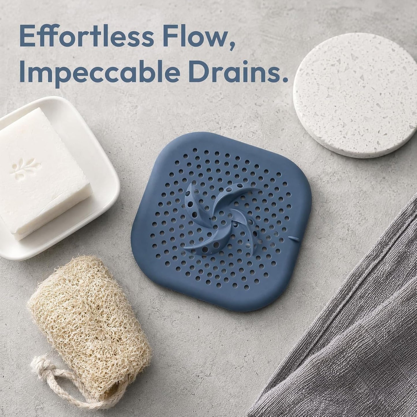 Silicone Shower Drain Cover Hair Catcher with Suction Cups, 4 Pcs Sink Strainer Drain Protector for Bathroom Bathtub Kitchen, Anti-Clogging Bath Plug Hair Trap