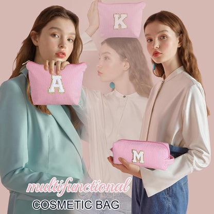 Parima Personalised Make up Bag - Initial Make up Bags Gift for Girls Preppy Stuff Personalised Birthday Gifts for Women Gifts for Girl Women Girlfriend Teenager Girls Gift Initial E Makeup Bag