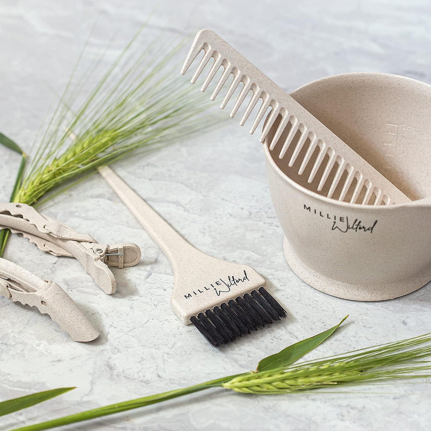 Hair Dye Bowl and Brush Set - Hair Colouring Tool Kit for Highlights, Tinting, bleaching and Root Touch-up at Home, Recycled Plant Fibre (5 piece)