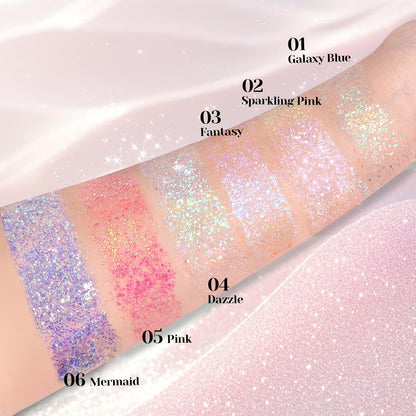 Prreal 50ml Roll-on Body Glitter, Holographic Face Glitter Gel for Eye Hair, Mermaid Sequins Festival Accessories, Chameleon Color Body Shimmer Glitters Face Paint Makeup Rave Outfits, Mermaid