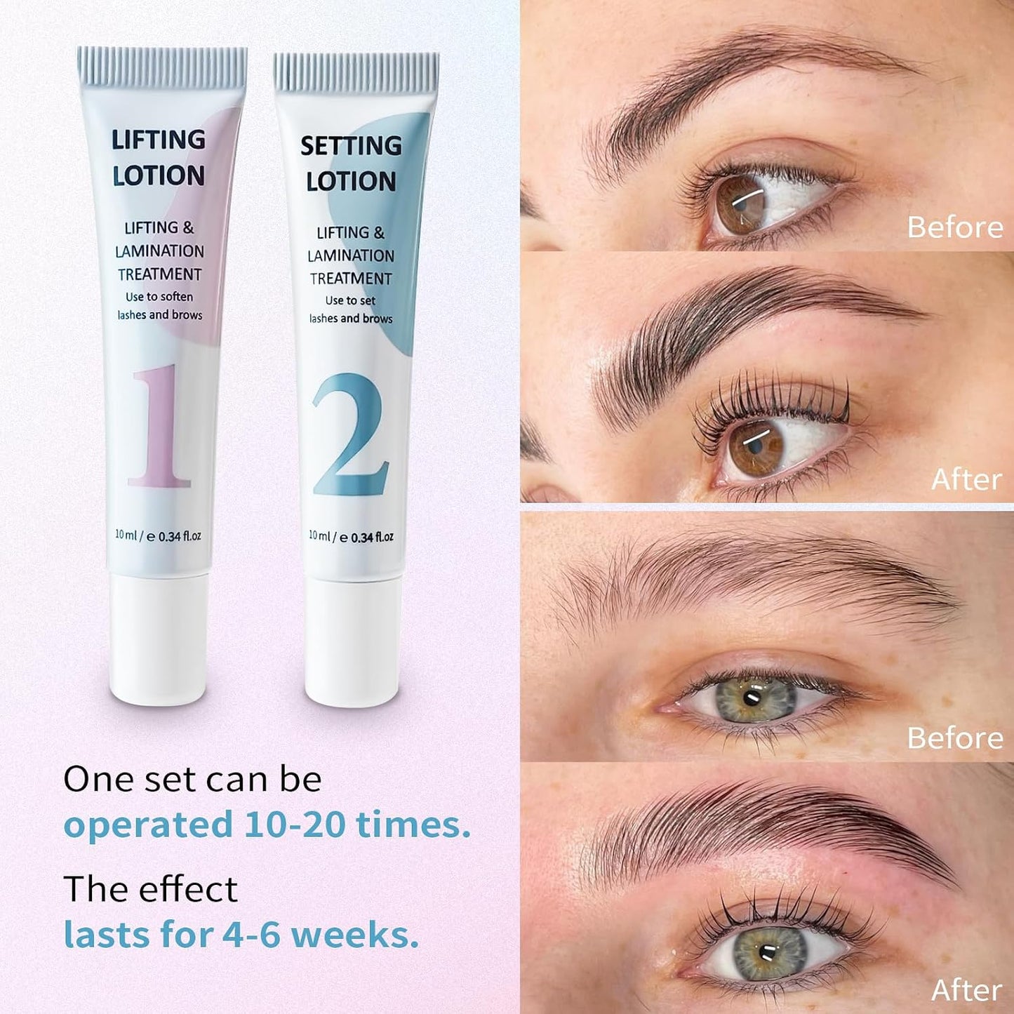 Lash Lift Lotion, Lash Lift Kit, Eyelash Perming and Brow Lamination Kit, Easy Squeeze Tube Design, Salon 15 Uses, Up to 6 Weeks Curl
