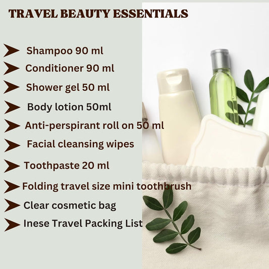 Women’s Mini Travel Toiletries Set – Travel Size Toiletries Under 100ml, Airport Security Approved Essentials with Clear Travel Bag for Holiday, Hospital, Maternity, Camping