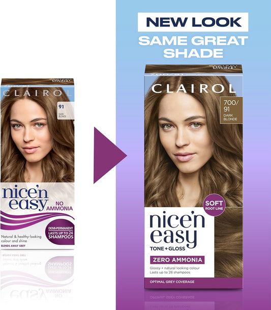 Clairol Nice'n Easy Tone+Gloss Semi Permanent Hair Dye - 700/91 Dark Blonde