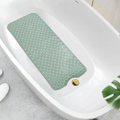 Bubble Bath Mat, Non Slip Shower Mat Extra Long 100 x 40 cm Tub Mat with Suction Cups - Anti Mold Rubber Shower Mat - Green