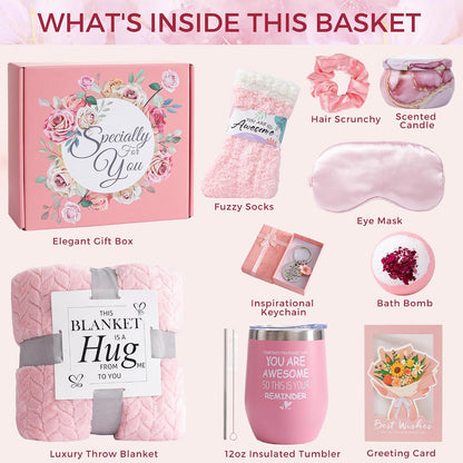 Pamper Gifts for Women,Birthday Gift Set Self Care Package Relaxation Spa Bath Box for Mother, Get Well Soon Gift Baskets for Her, Hamper Gift for Women, Friend, Sister, Mum with Blanket