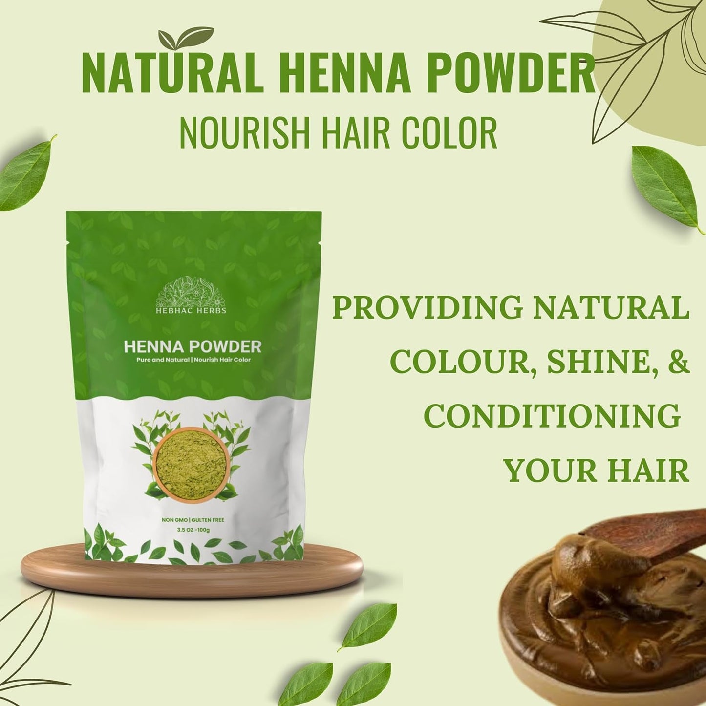 Henna Powder for Hair Growth 227g (8oz) | Pure Mehndi Powder | Natural black Henna Hair Colour Dye