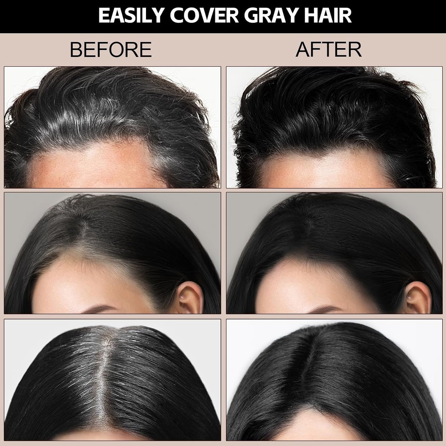 Boobeen Root Touch Up Hair Color Stick，Blendable Hairline Powder for Gray Coverage，Long Lasting Root Cover Up &amp; Thinning Edges,Natural Finish for Women &amp; Men