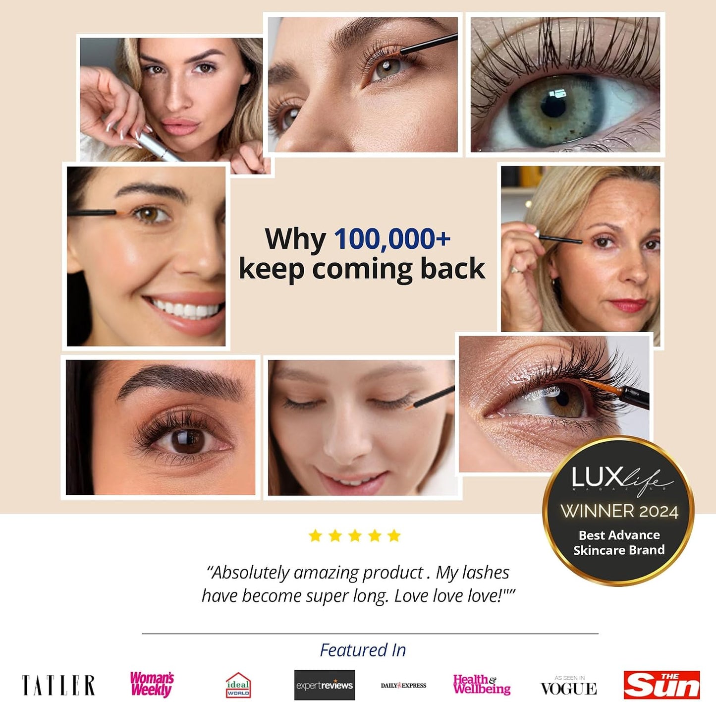 DERMAWORKS Spectaculash Lash Serum 3 ml | Eyelash Serum for Growth and Thickness | Clinically Formulated Peptide Serum, Vegan &amp; Cruelty-Free | Eyelash Growth Serum for Longer, Fuller Lashes in 60 Days