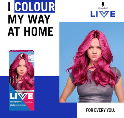 Schwarzkopf LIVE Colour Moment 093 Shocking Pink, with HaptiQ Anti-Damage System, Semi-Permanent Pink Hair Dye, Up to 15 Washes