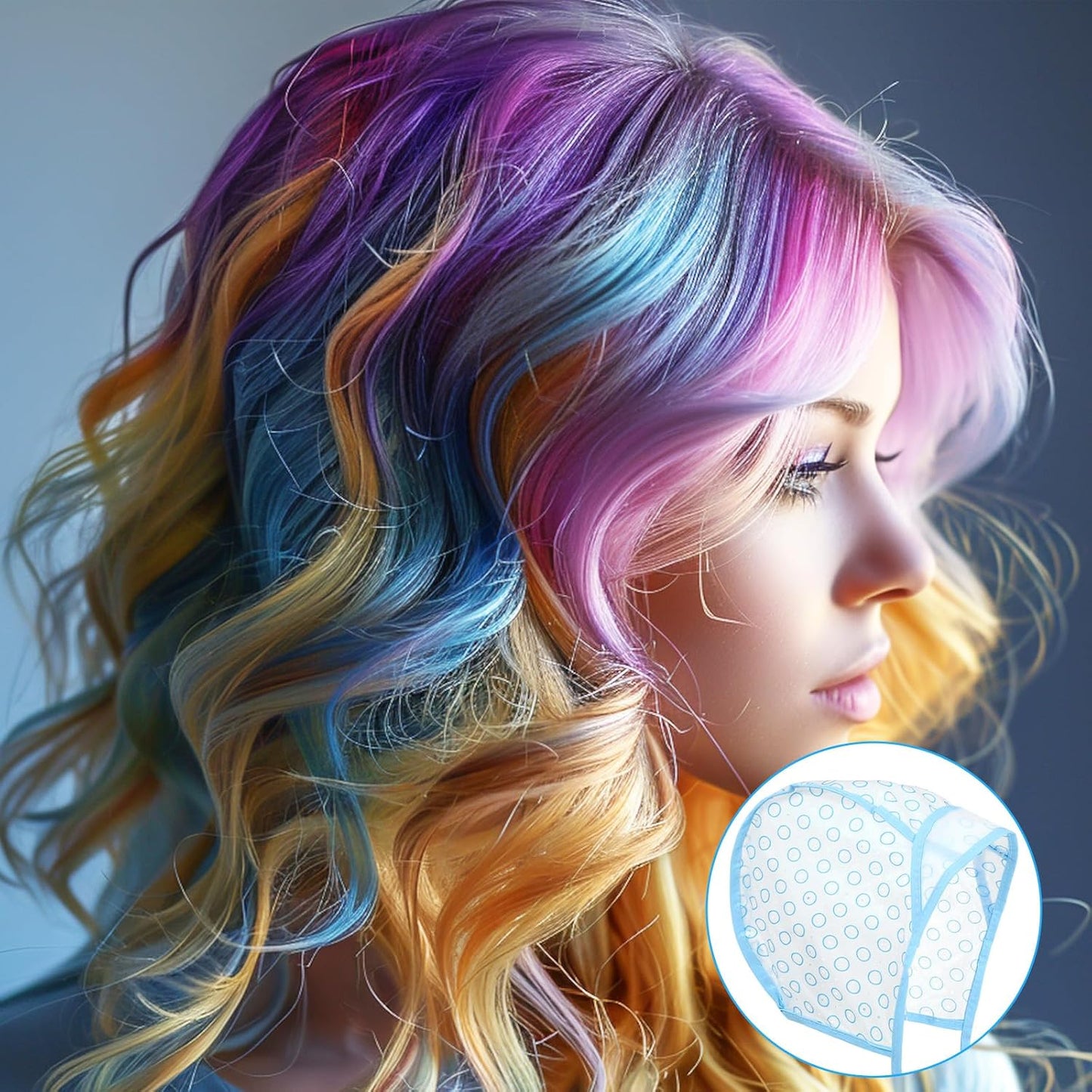 3 Pcs Hair Highlighting Caps, Hair Dye Cap with Plastic Hooks, Highlighting Kit, Highlight Cap for Hair Tool Kit, Highlights Hair Dye Kit for Salon Hairdressing