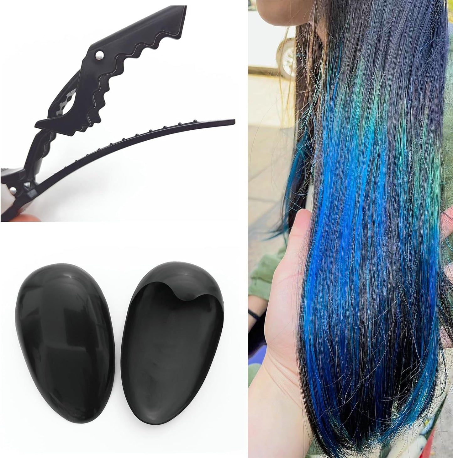 Losaria 26 Pieces Hair Dye Tools, DIY Salon Hair Coloring Kit Bleaching Tools Set including Dye Brush, Ear Cover, Hair Cover, Shawl, Gloves, Hair Clip Kits (26 Pcs, Black)