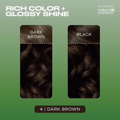 Clairol Natural Instincts Semi-Permanent No Ammonia Hair Dye, 4 Dark Brown