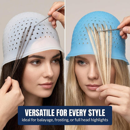Highlighting Cap - Hair Dye Kit for Bleach Highlights, Reusable Streaking Cap for Home Use