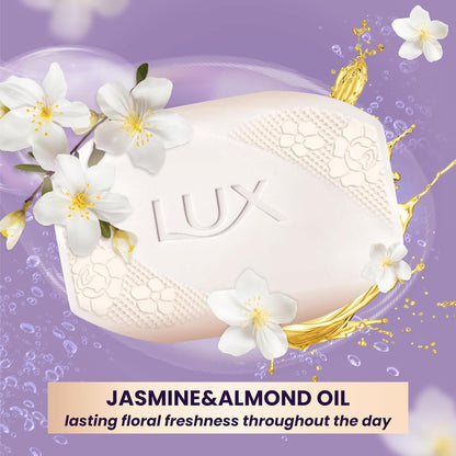 LUX Velvet Touch Soap Bar, Jasmine &amp; Almond Oil, For Smooth Fragrant Skin, 80g (12 Pack)
