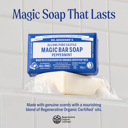 Dr Bronner's - Peppermint Pure-Castile Bar Soap, 140g Bar