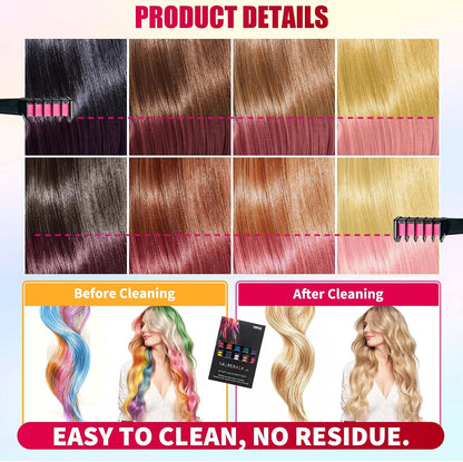 10 PCS Hair Colour Comb, Temporary Bright Hair Chalk Set, Washable Hair Dye Combs for Men &amp; Women, Vibrant Colouring for Halloween, Christmas, Birthday Party &amp; Cosplay Use