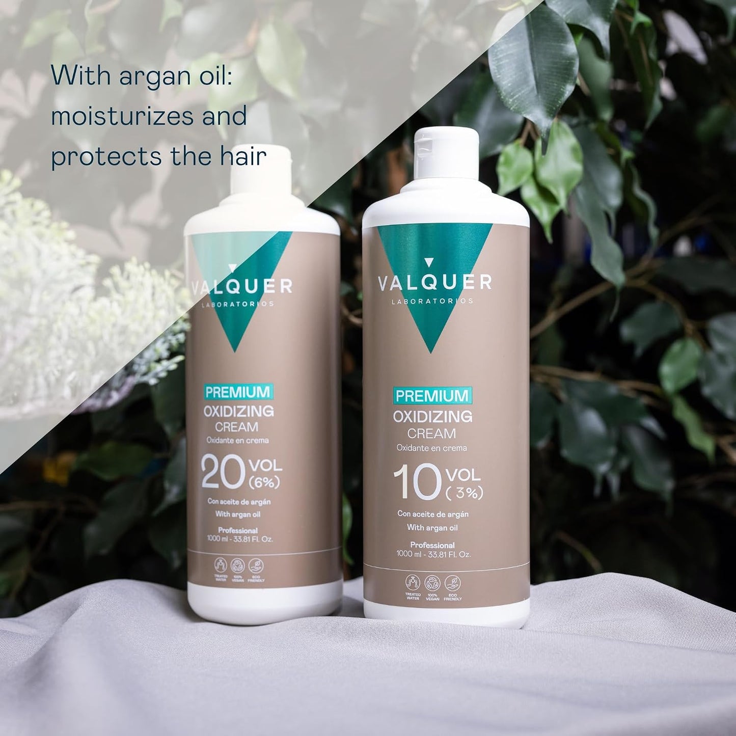 VALQUER Premium Cream Peroxide 10 Vol. | 1 L | Professional Cream Developer for Hair Colour &amp; Bleaching with Argan Oil | 3% Formula | Vegan