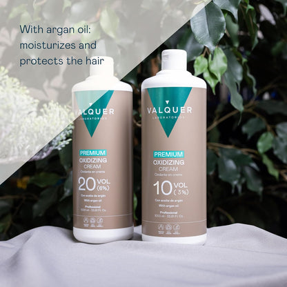 VALQUER Premium Cream Peroxide 10 Vol. | 1 L | Professional Cream Developer for Hair Colour &amp; Bleaching with Argan Oil | 3% Formula | Vegan