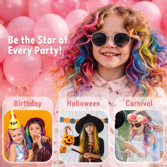 Magicat vibrant washable hair chalk for kids I non-toxic temporary kids hair dye I kpop gifts for girls I party favor set for children I creative style for ages 3-10