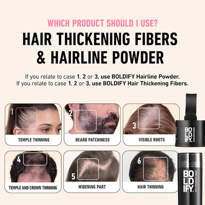 BOLDIFY Hairline Powder - Root Touch Up Hair Color for Gray Coverage - Bald Spot Concealing Hair Powder for Women and Men - 24-Hour Stain-Proof - Dark Brown
