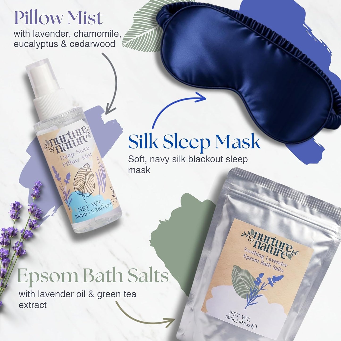 Nurture by Nature Spa Collection Gift Set – 6 Pcs Relaxing Pamper Gifts for Women with Bath Salts, Body Butter, Sleep Mask &amp; More, Valentines Day Gift for Her, Mothers Day Gift Idea, New Mum Present