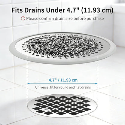 WOKDADA Shower Drain Hair Catcher, Non-Slip Shower Drain Cover, Anti-Clogging Stainless Steel Drain Protector, Bathroom Accessory for UK Standard Flat Drains of Bathroom (Patented Product)