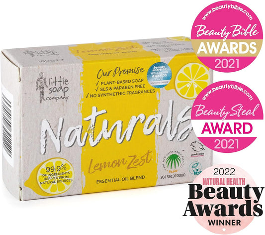 Little Soap Company Natural Range - Lemon Zest Soap Bar, 100g | Vegan, Cruelty Free &amp; Antibacterial, No SLS or Parabens | Eco Friendly Body, Face &amp; Hand Soap with Cleansing Lemon Essential Oils