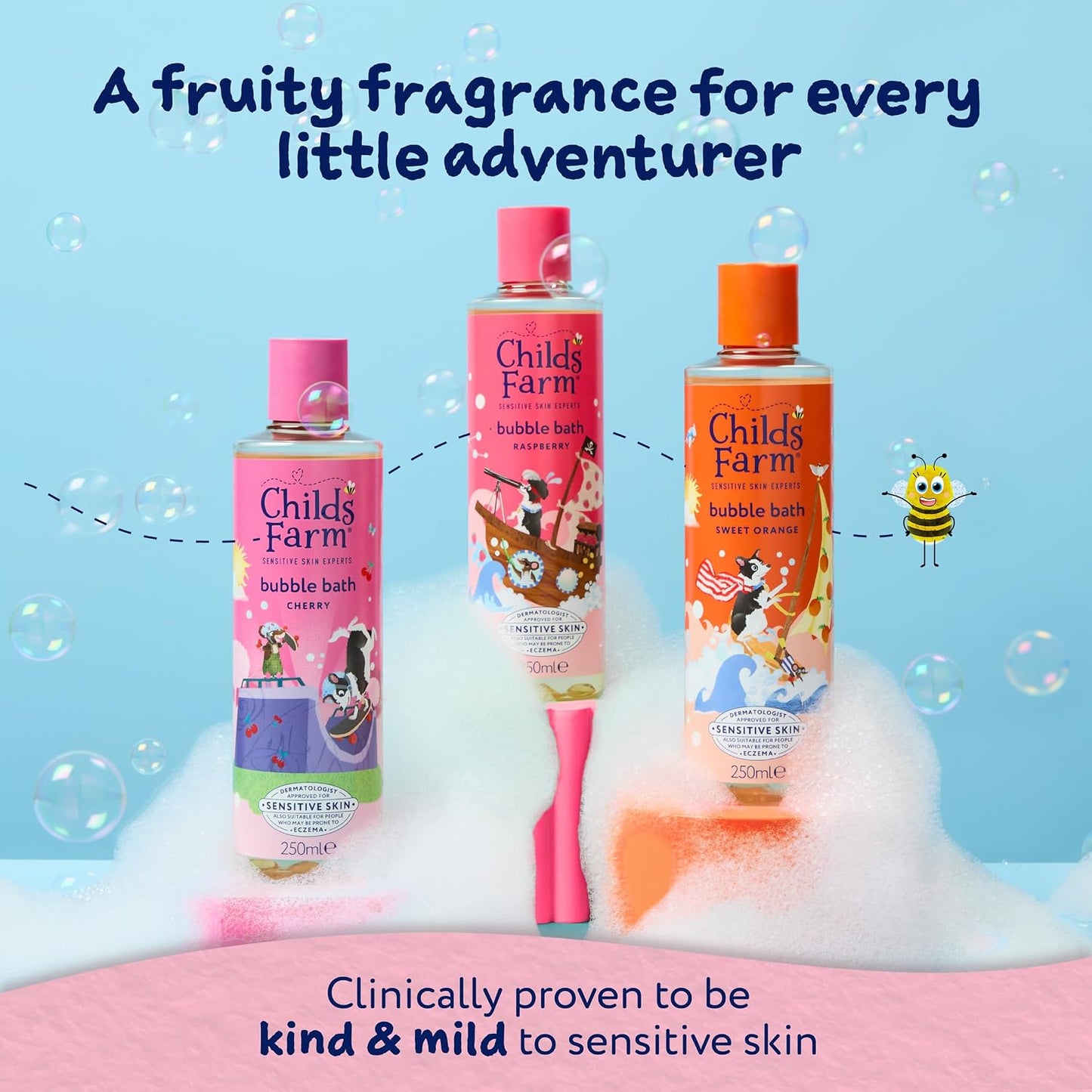 Raspberry bubbles that actually care for tiny skin